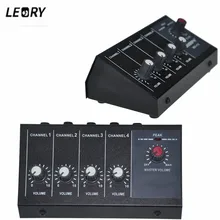 LEORY мини микшерный пульт низкий уровень шума 4 канала Металл моно стерео аудио звук микшер аудио домашний с низким уровнем шума для небольших студий