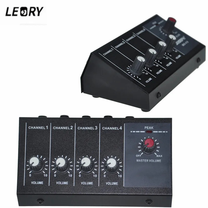 

LEORY Mini Mixing Console Low Noise 4 Channels Metal Mono Stereo Audio Sound Mixer Audio Home With Low Noise for Small Studios