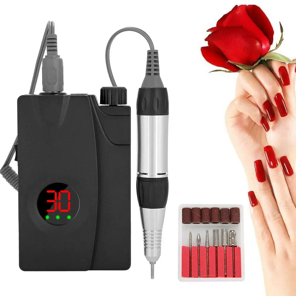 30000rmp Electric Nail Drill Machine Portable Manicure Grinding Pedicure Polisher Tools Rechargeable | Красота и здоровье
