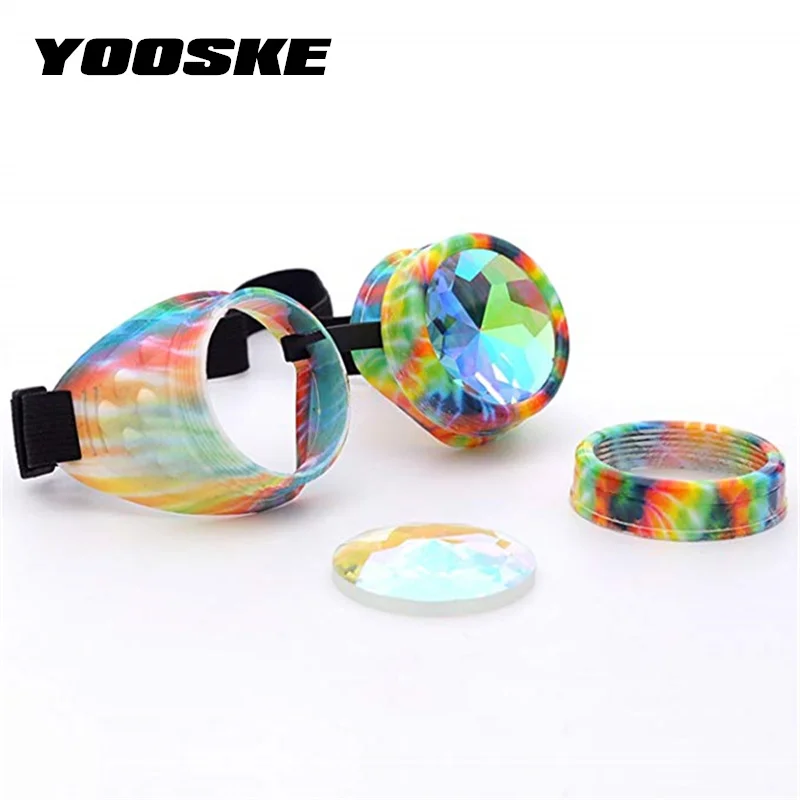 

Steampunk Goggles Kaleidoscope Glasses Women Rave Festival Party EDM Sunglasses Diffracted Lens Eyewear Colorful Punk Glasses