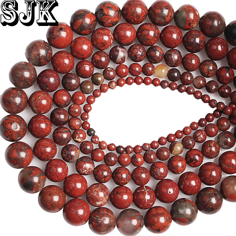 

Natural Brecciated Gem stone Beads Red Brecciated Stone Round Loose Smooth Beads 4 6 8 10 12MM For Jewelry Making