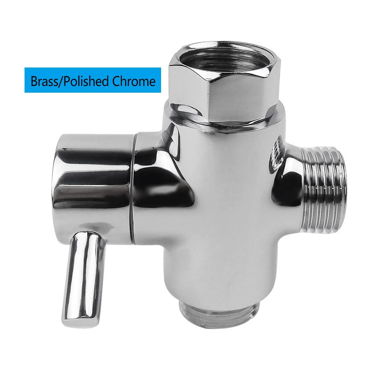 Solid diverter Three Head Function diverter valve 3 Way Tee Connector 1/2 inch IPS shower system spare part copper chrome