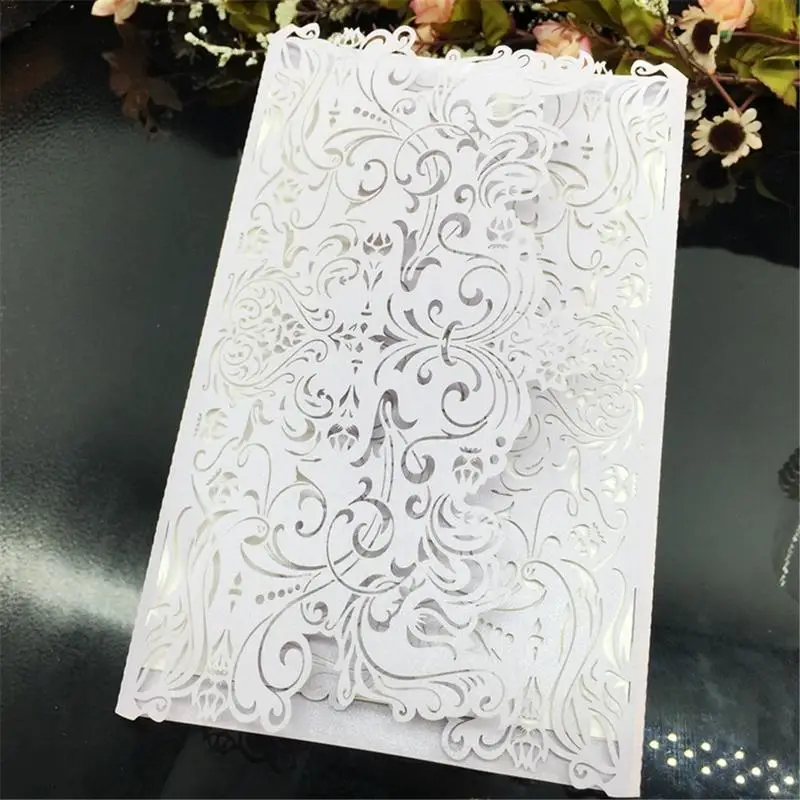  10Pcs/Set Delicate Hollow Carved Romantic Wedding Party Invitation Card Envelope Invitations for We - 32992098978