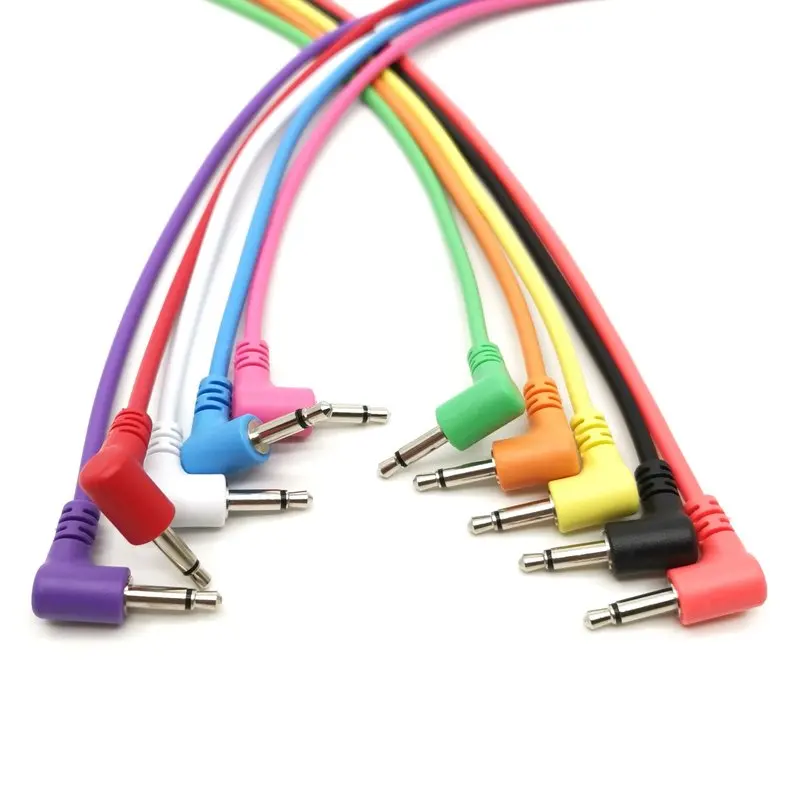 Right Angle Mono Modular Patch Cables TS 3.5mm 1/8 inch 10 Pack on