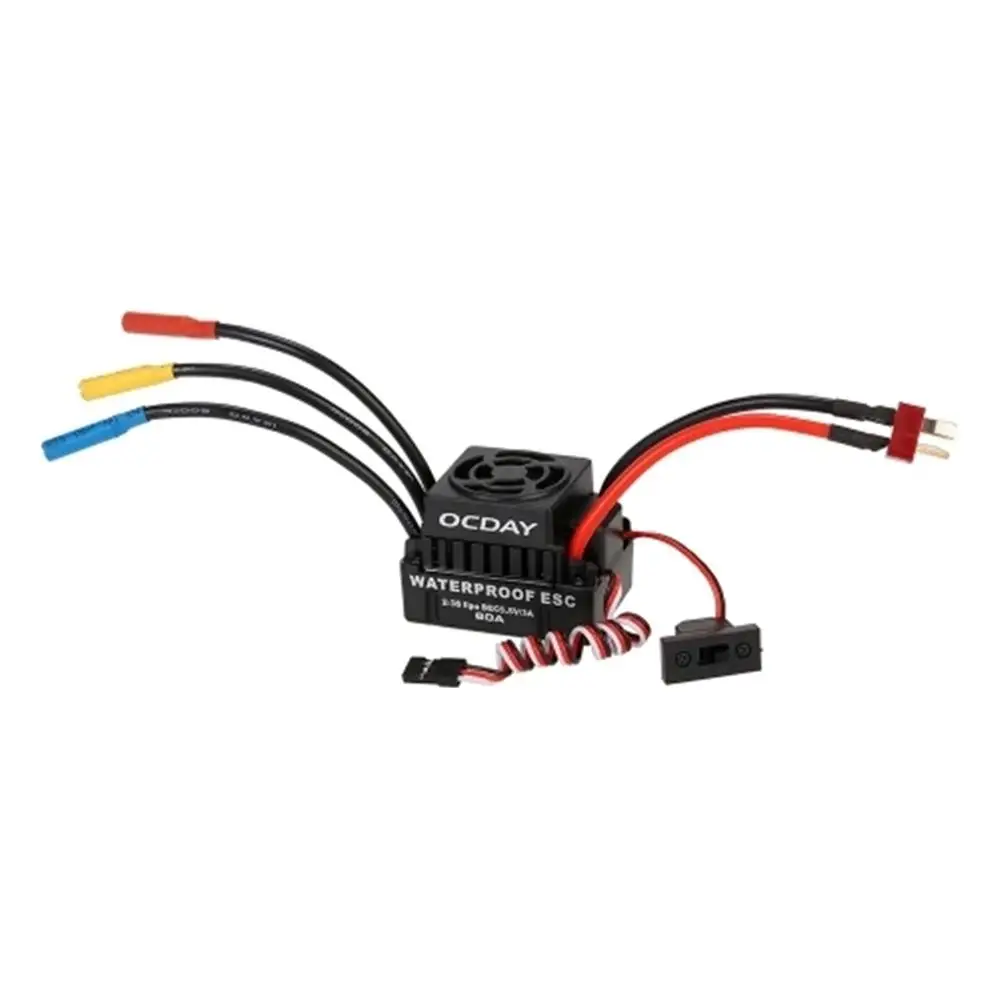 

OCDAY 60A 2-3S Brushless ESC Electric Speed Controller with 5.8V/3A BEC for 1/10 RC On-road Off-road Buggy Monster Car