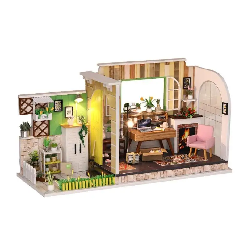 

D DIY Doll House Wooden Baby Doll Houses Miniature Dollhouse Furniture Kit Toys for Children Grownups Birthday Gift