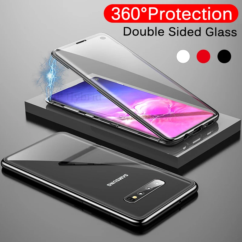 Магнитный чехол на 360 ° для Samsung Galaxy s 10plus 10e стеклянная задняя крышка Магнитная