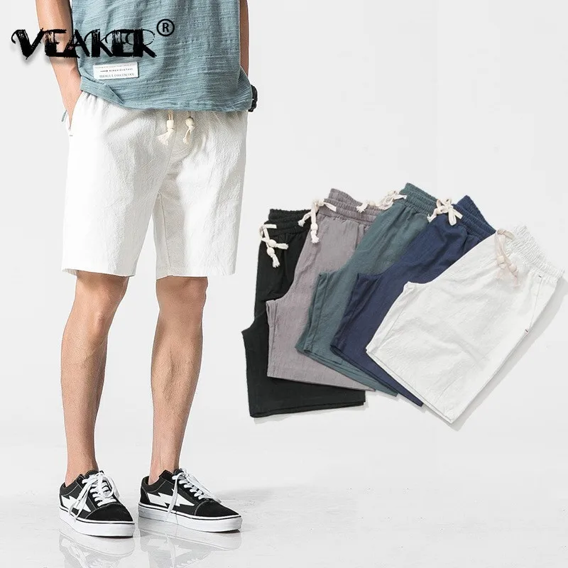 Новые летние мужские однотонные льняные шорты льняные хлопковые шорты однотонные короткие брюки мужские льняные шорты плюс размер 5XL уличная одежда