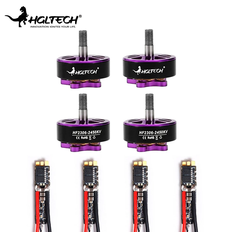 

HGLRC 4 PCS Flame HF2306 2450KV Brushless Motor + 4 PCS Forward FD50A 50A Blheli_32 ESC for RC FPV Racing Drone Spare Parts Accs