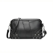 WITFOX натуральная кожа женские сумки Наплечные овечья кожа заклепки панк уличная одежда сотовый телефон тренд посылка маленькие клатчи