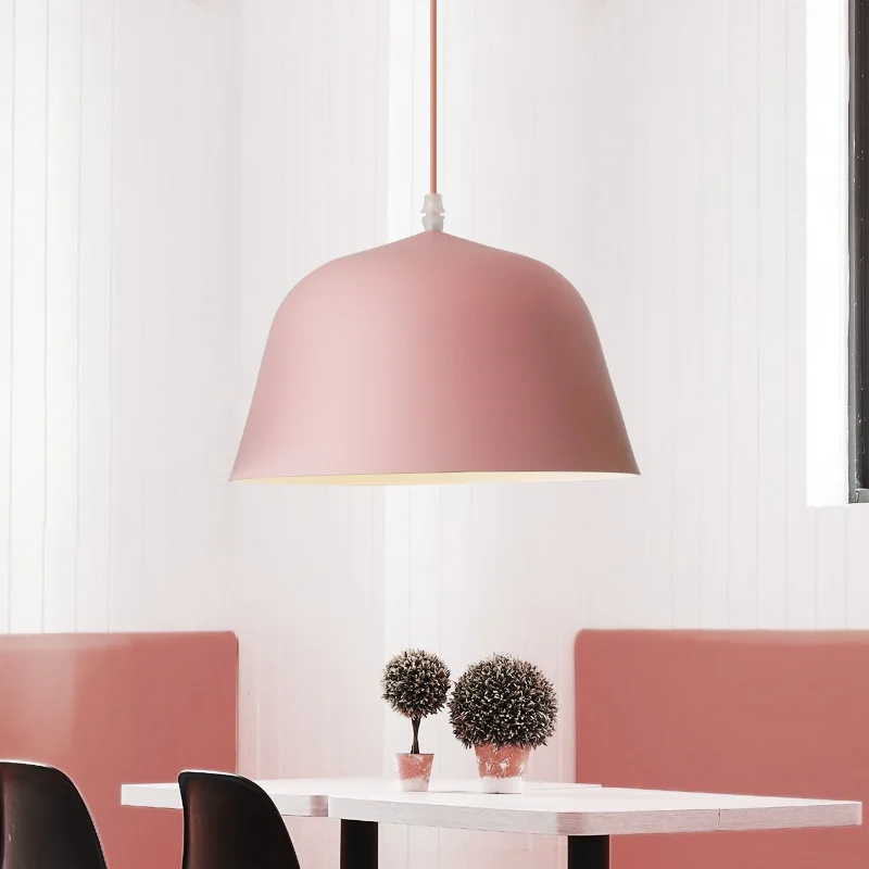 

Northern Europe Simple Creative Personality Chandelier Bar Coffee shop Bedroom Study Restaurant Macaron INS Pink Lamps Color