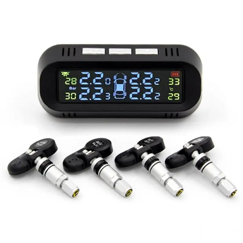 

3-Digit Color Screen Wireless Solar Car TPMS Tire Pressure Monitoring System with Internal Sensors Dropshipping 2019 Hot
