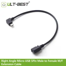 Ult-best оптовая продажа 1000 шт. 90 градусов Micro USB 5Pin мужчин и женщин M/F удлинитель синхронизации данных Extender Кабо шнур