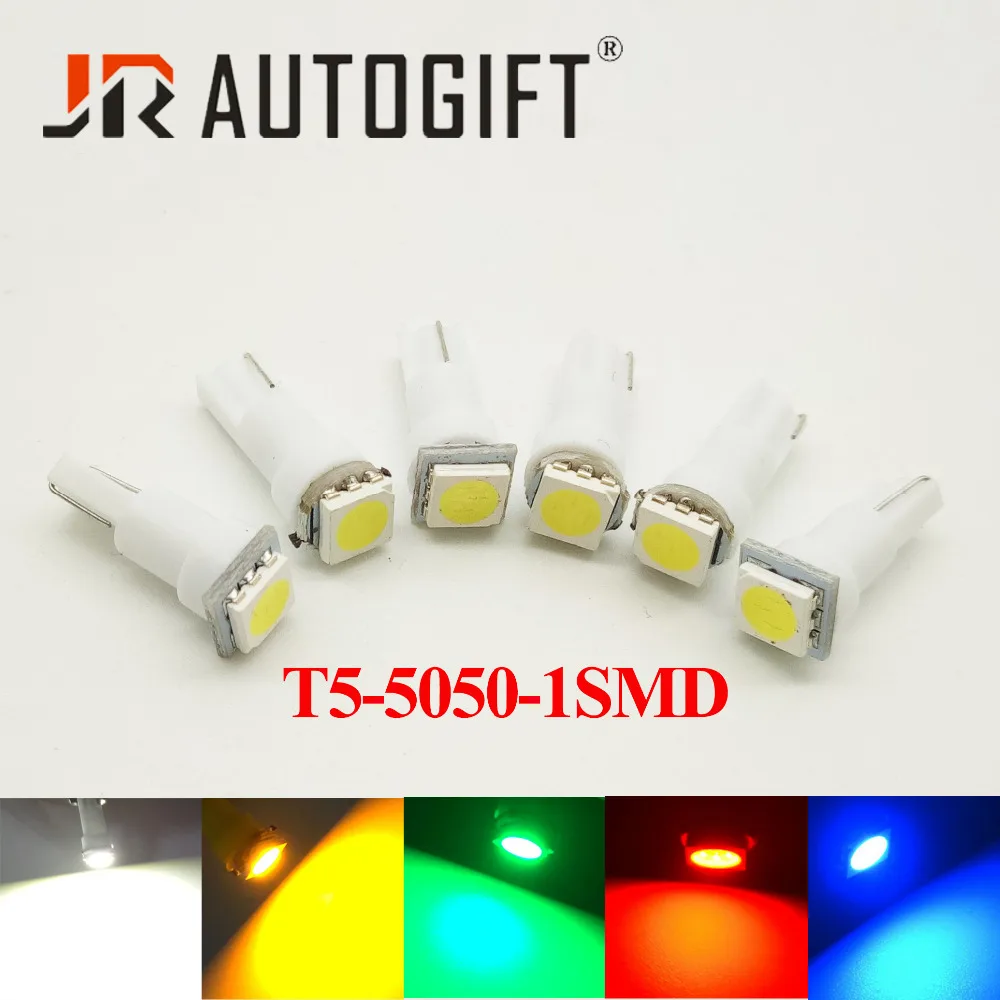

100pcs T5 W3W W1.2W T5 17 37 73 74 5050 1SMD LED Red/Blue/Green/Yellow Auto LED Lamp Car Dashboard Instrument Light Bulb 24V 12V