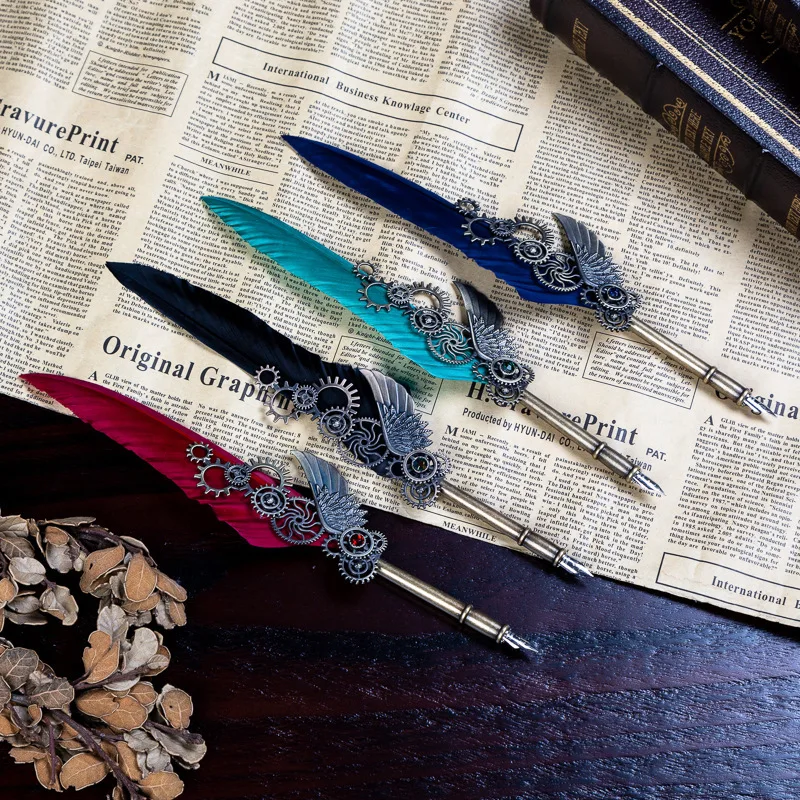 Mechanics Punk Style Feather Pen Dip Pen Quill pen Gift Box Birthday Gift Mechanics Punk Style Feather Pen Dip Pen Quill pen Gift Box Birthday Gift
