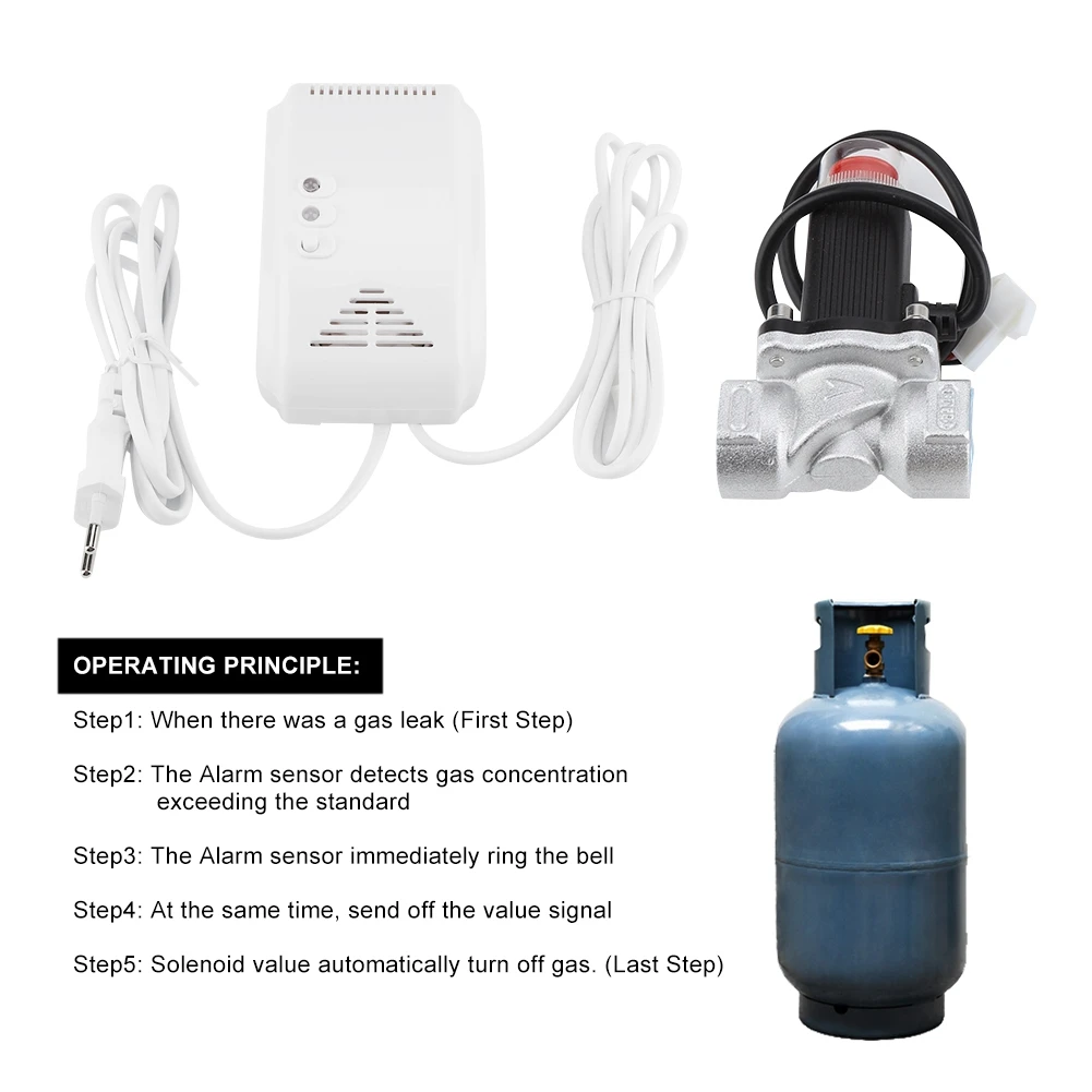 

LED Digital Display Voice Gas Alarm System Household Natural Gas LPG Leakage Detector Sensor With Solenoid Valve EU US Plug Hot