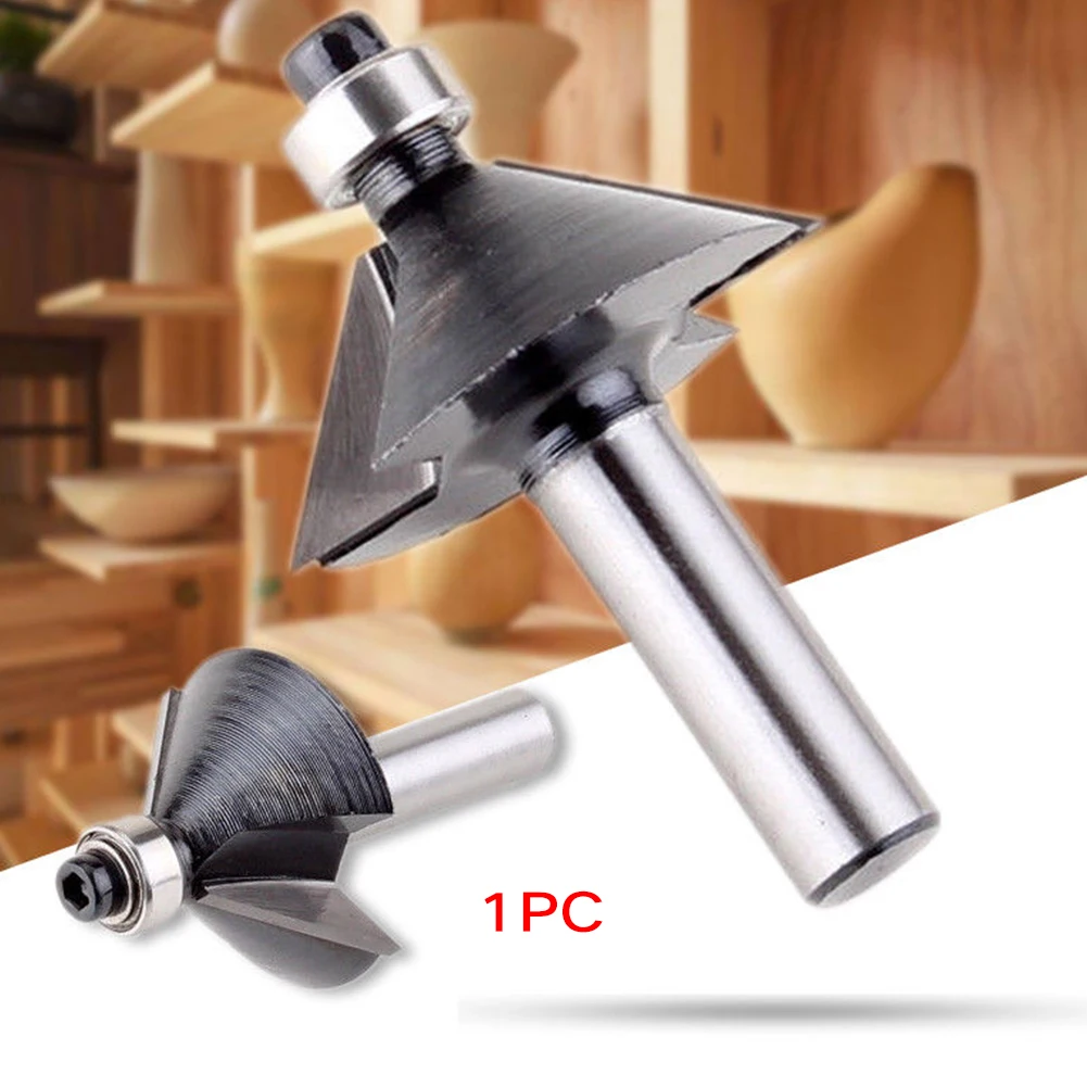 

45 Degree Home Tool Cutter Wood Cutting Router Bit 8mm Shank Bevel Milling Cutter Woodworker Edging Cemented Carbide Tenon Black