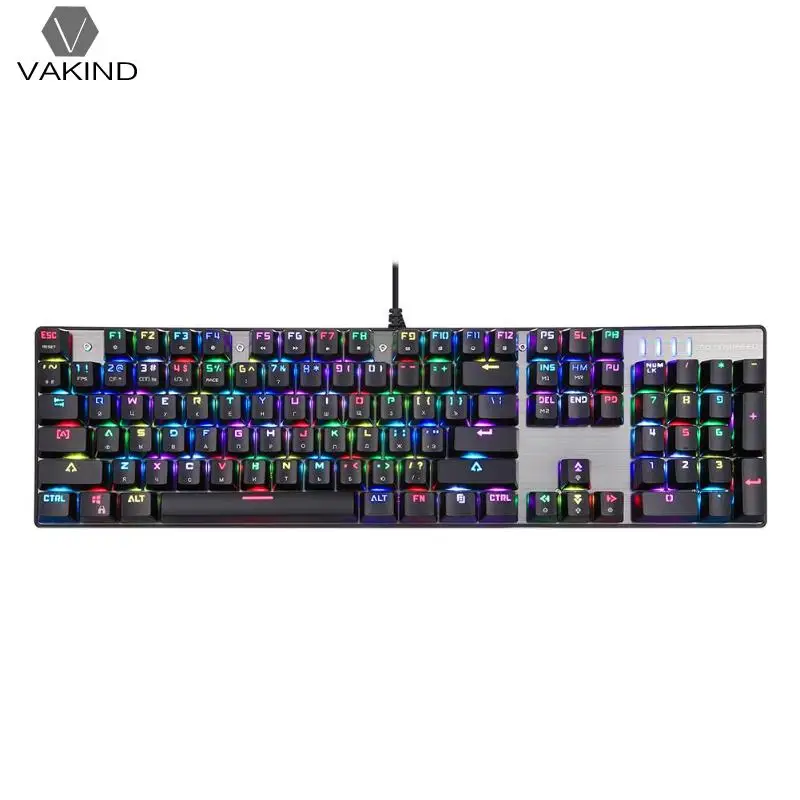 

VAKIND Russian English Wired Mechanical 104 Keys RGB Blue Switch Keyboard RGB Light Gaimng Gamepad for LOL s8