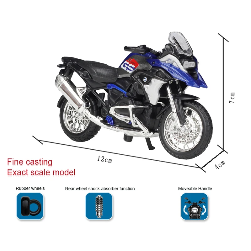 Premium 1:18 Alloy Diecast Motorcycle Toy with Functional Shock Absorbers - Perfect for Collectors and Gifts for Children