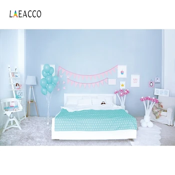 

Laeacco Baby Bed Balloons Backdrop Child Portrait Photography Background Customized Photographic Backdrops For Photo Studio