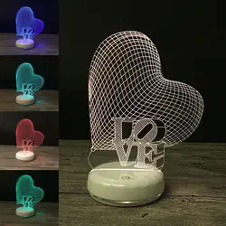 Светодиодный Светодиодная лампа против царапин ночник Экономия Энергии Фестиваль подарки Изменение цвета 3D Свадьба День святого