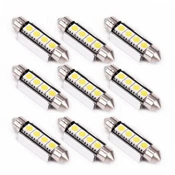 

10pcs Car Van 42mm 4 Smd 5050 Led Bulbs Canbus Error Free Festoon Interior Light