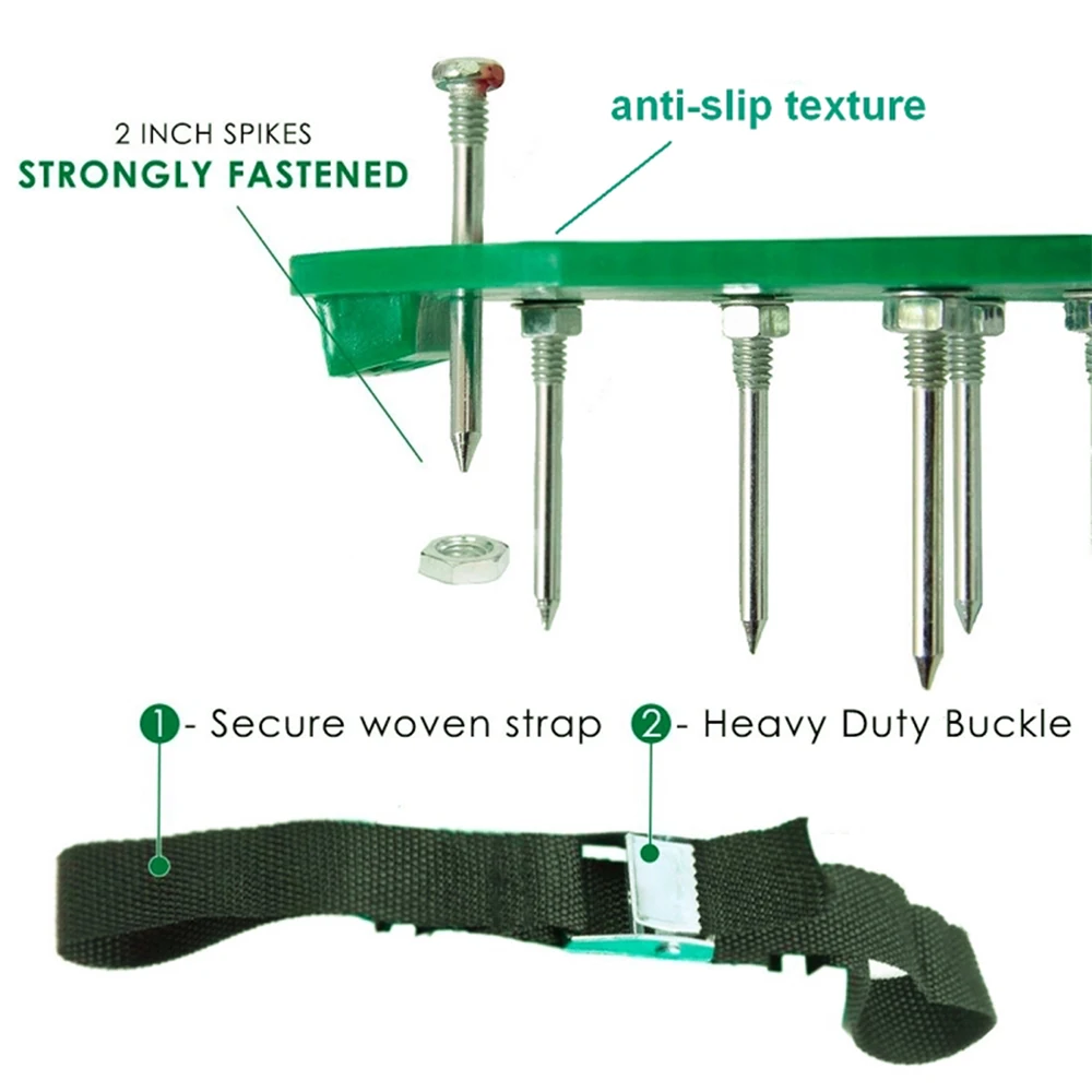 Эффективный инструмент для аэрации двора почвы 2," Шипы аэрации сандалии с регулируемыми 3 ремни с металлическими пряжками 26 шипов Универсальный
