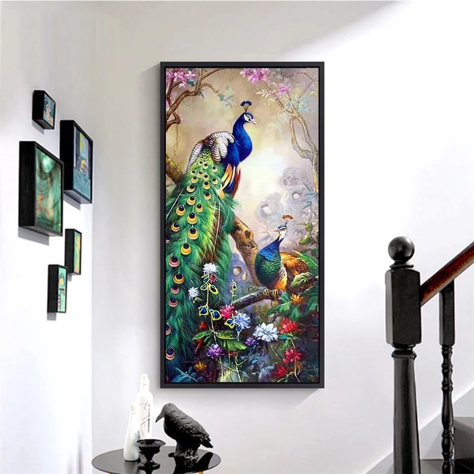 HUACAN Алмазная Картина Павлин Вышивка крестом вышивка животное 5D Сделай Сам