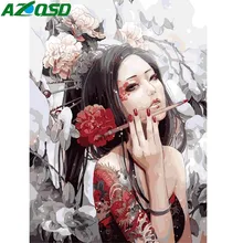 AZQSD масляная краска, мультяшная краска по номерам, девочка, Картина на холсте, сделай сам, пейзаж, ручная краска, Современный домашний декор, SZYH6229