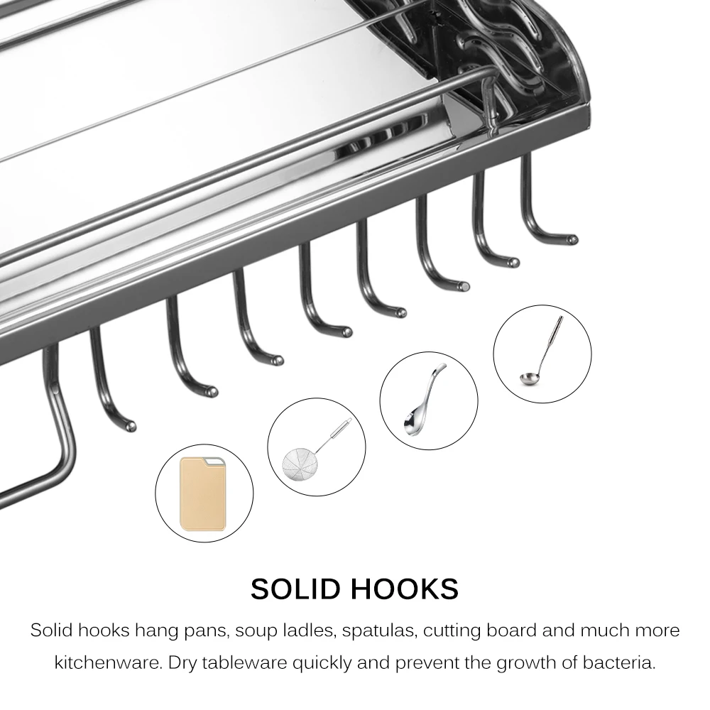 

Multi-functional Kitchen Storage Shelf Table Rack Microwave Oven Shelving Unit with Bottle Rack Cutlery Hanger Hooks