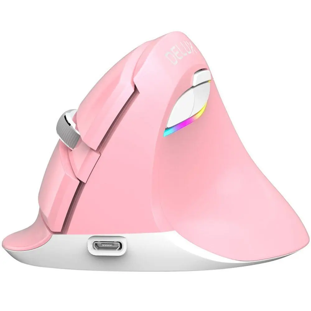 Delux M618 Мини Bluetooth 4 0 + 2 4G беспроводная Вертикальная мышь шестерни dpi RGB эргономичная