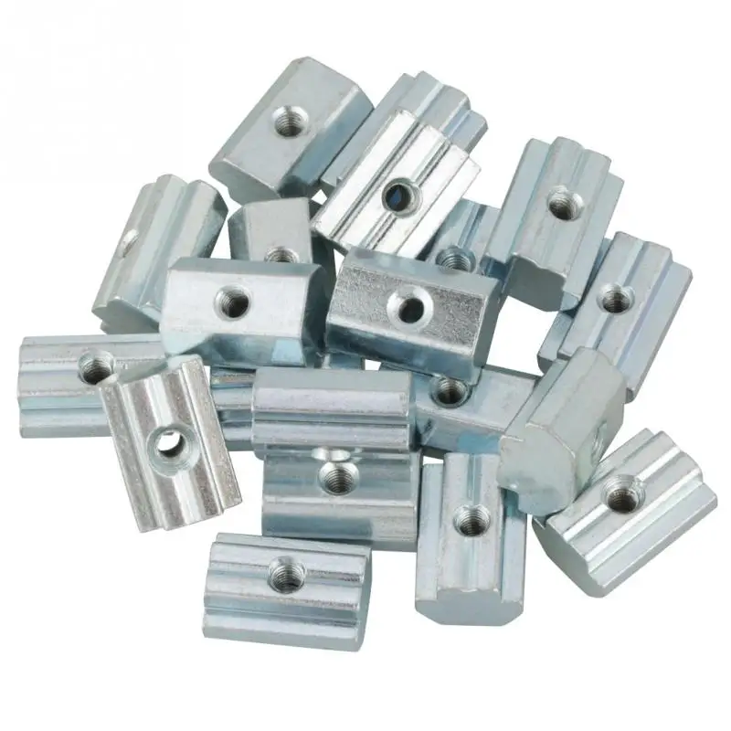 20Pcs/Lot Zinc Plated Hammer Head Nuts Carbon Steel Sliding T-slot Nut for Aluminum Accessories Fastener | Обустройство дома