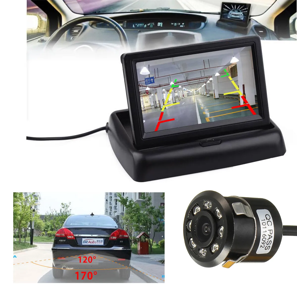 

4.3 Inch TFT LCD Monitor LED IR Reversing Camera Car Rear View Kit For Truck Bus Rearview Reverse Parking Monitor Backup Camera
