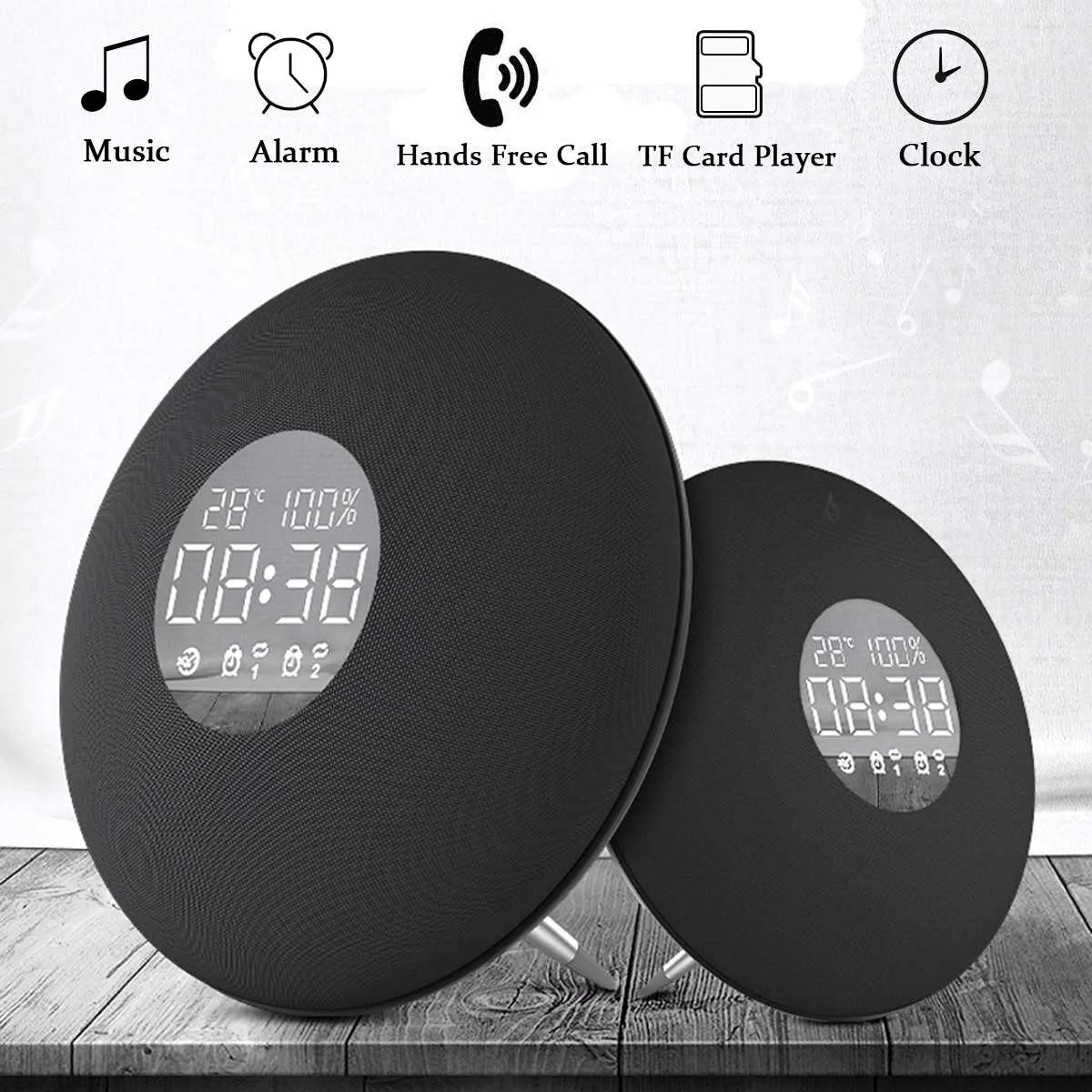 

Alarm Clock with FM Radio 10W 3600mAh Wireless bluetooth Speaker Aux TF Music Player Real-time Ambient Temperature Display