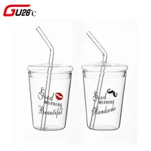 Прозрачная стеклянная чашка с соломенной шикарной современной скандинавской высокой температуры кофе молоко чай сок чашки для домашнего завтрака Вечерние