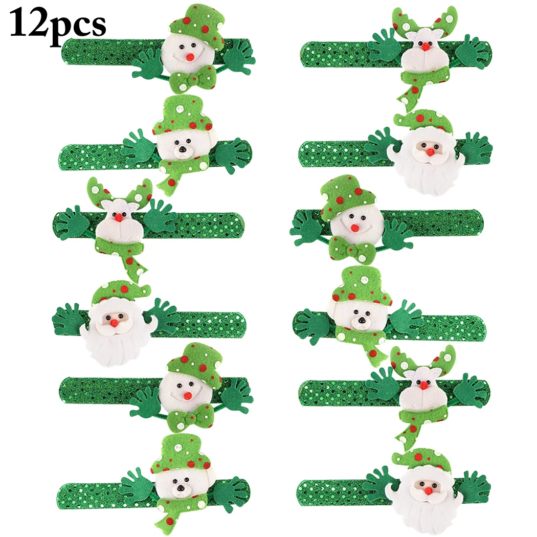 

12PCS Flashing Glowing Hand Wrap Slaps Bracelet Christmas Patting Circle Kids Novelty Wristband Toy Gift