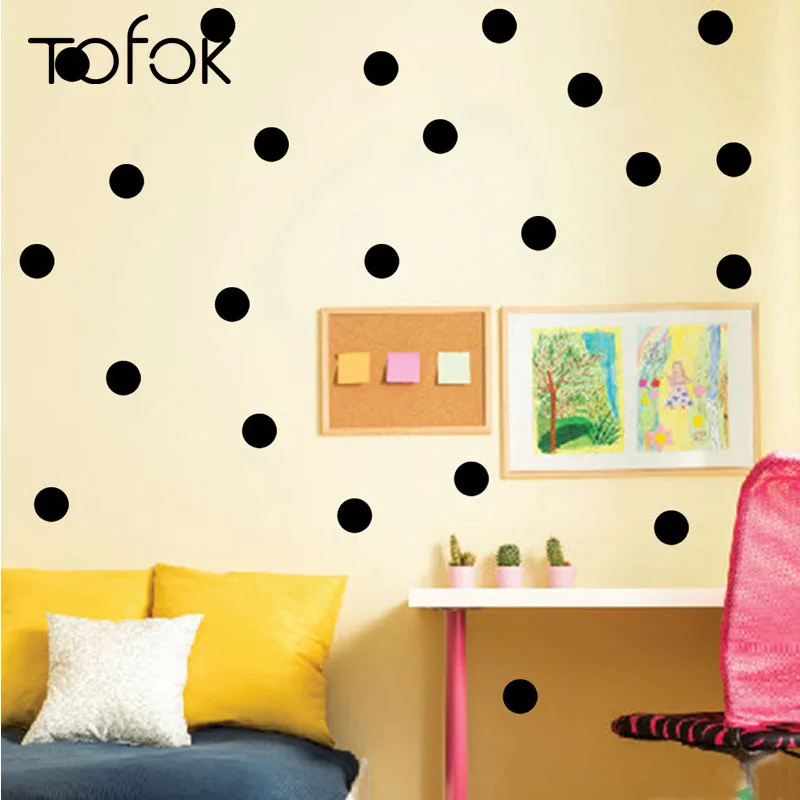 

Tofok 54pcs Children Room Black Polka Dot Wall Sticker Furniture Decals Kids Room Heart Polka Dot DIY Fashion Home Decoration