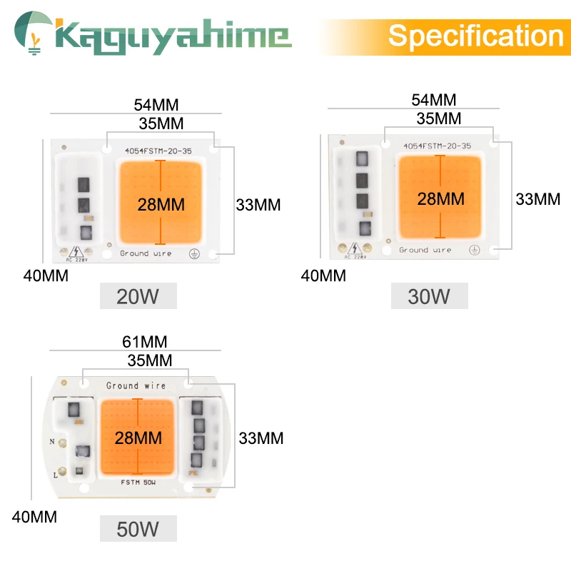 Kaguyahime светодиодный светать чип, COB/УФ полный спектр/теплый/холодный белый AC110V 220V 20W 30W 50W 100W 100 Вт для цветок любой завод