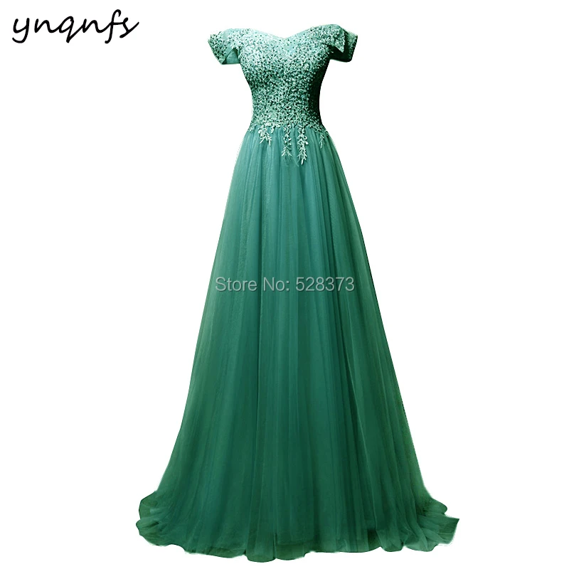 YNQNFS элегантное аппликационные Жемчужины для Кружева Vestido De Festa Longo Robe