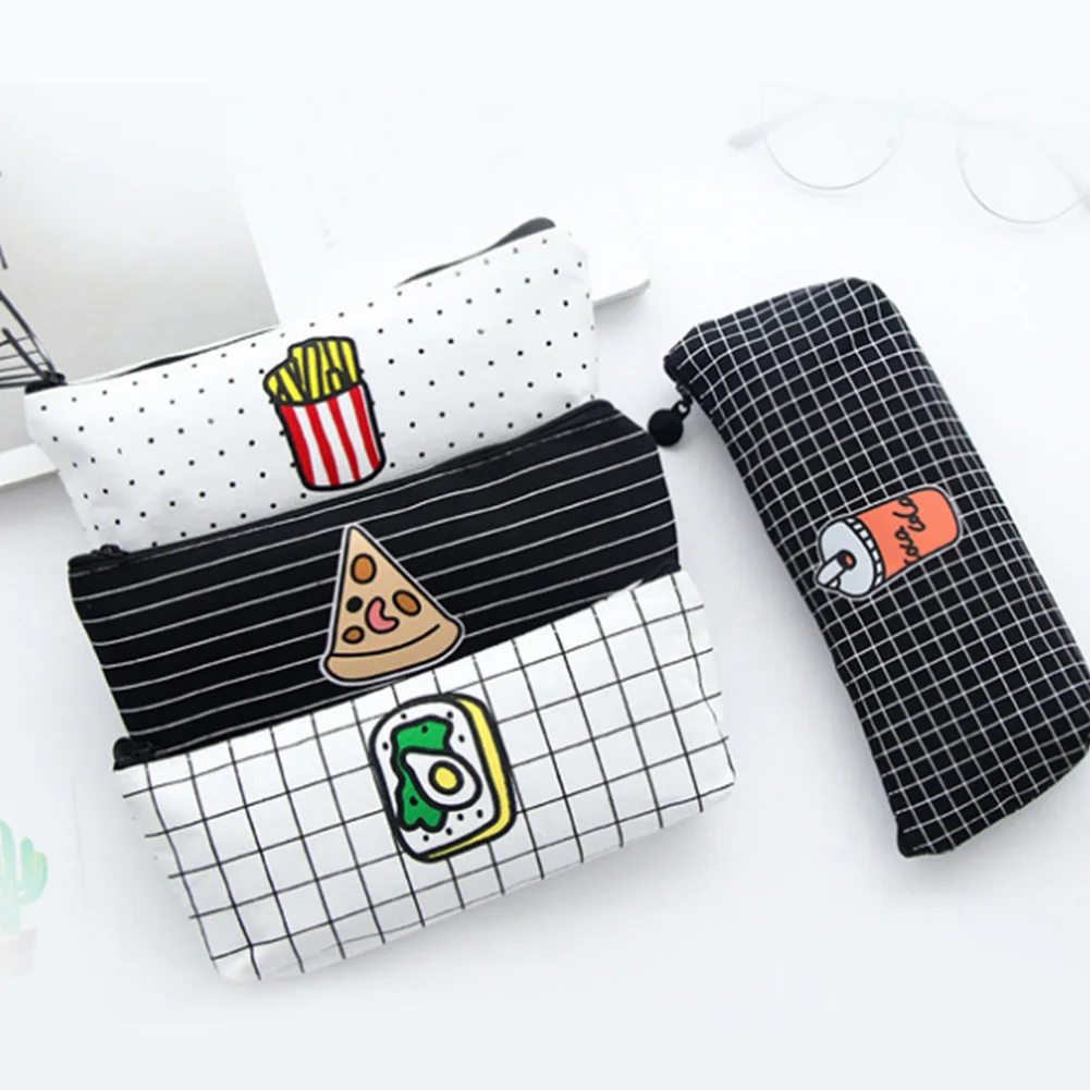 

Simple personalized Makeup Bag Korean detachable bag French fries Coke creative canvas bag fast food stationery bag
