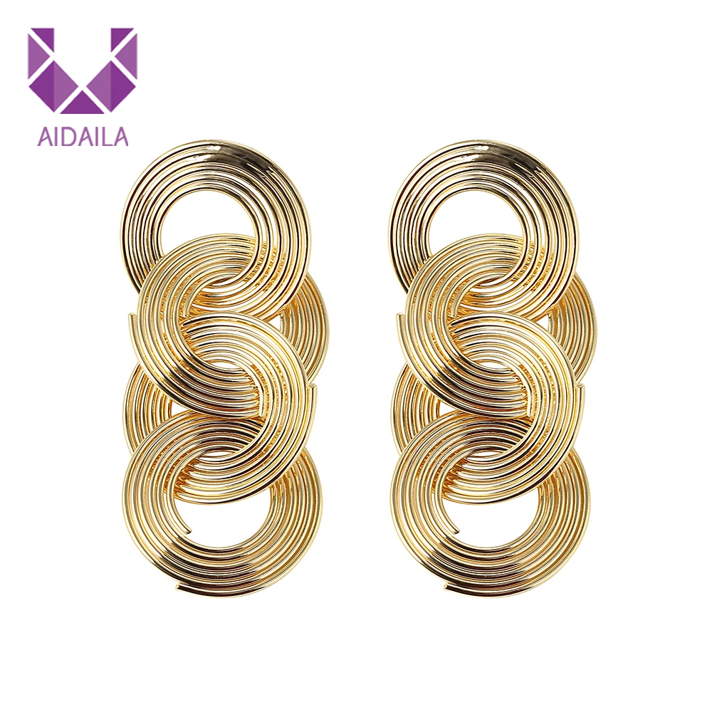 

Women Long Statement Earrings Layer Circle Round Shape Earrings 2019 New Fashion Brand Design Vintage Korean Style EP04796