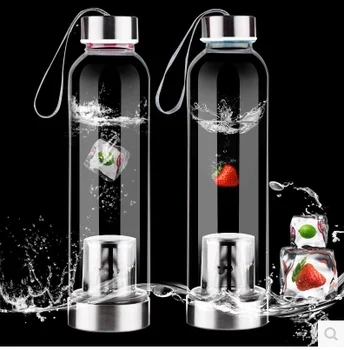 

Free shipping 550ml water bottle, high borosilicate glass with stainless steel infuser with protective bags and individual box