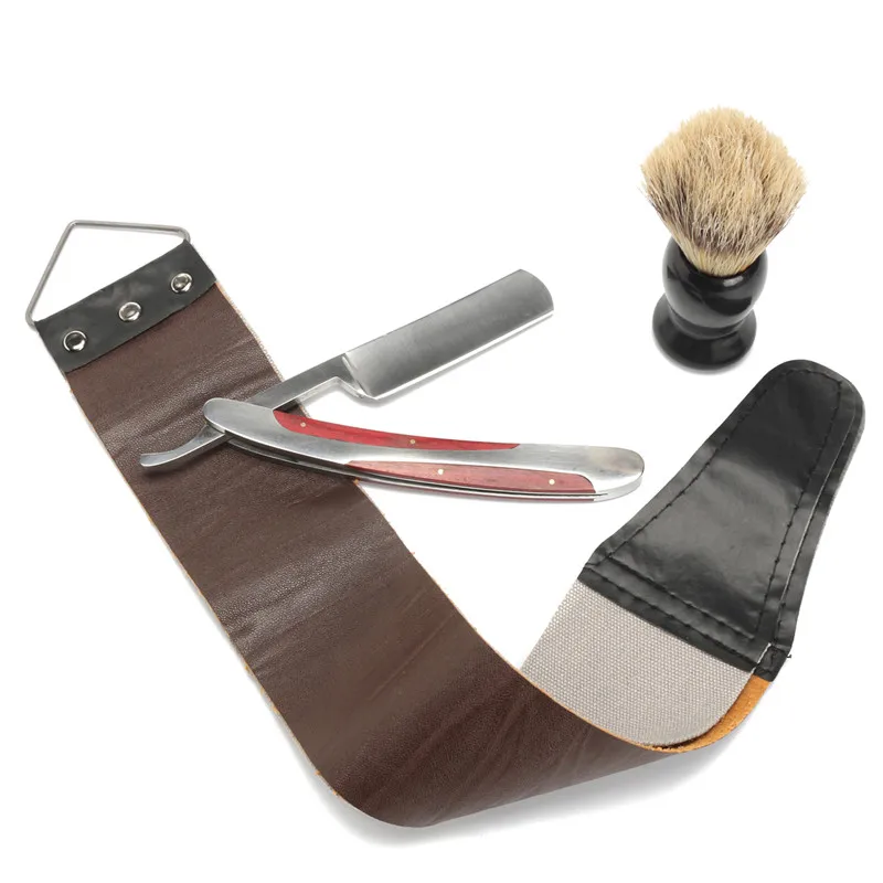 Винтажный прямой бритвенный набор для бритья, парикмахерский складной нож из нержавеющей стали, деревянный ящик точильный ремень, набор для бритья