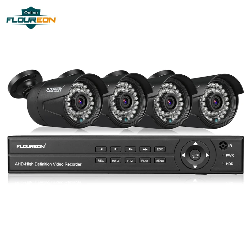 Online FLOUREON 8CH 1080P DVR 1080P Sistema de CCTV 4 Uds 1080P 2.0MP cámaras de seguridad Video vigilancia Kit detección de movimiento alerta de correo electrónico