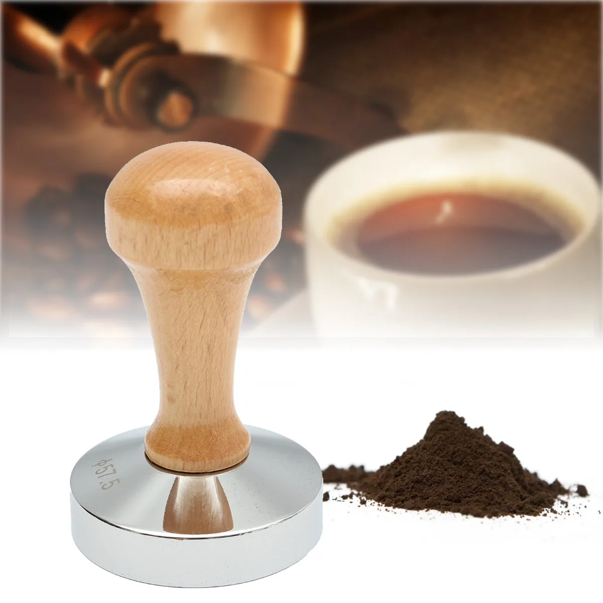 57.5mm Coffee Tamper Stainless Handheld Coffee Tamper Press Flat Base
