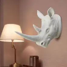 KiWarm Смола экзотические головы носорога орнамент белые статуи животных ремесла для дома отеля настенный художественное украшение подарок