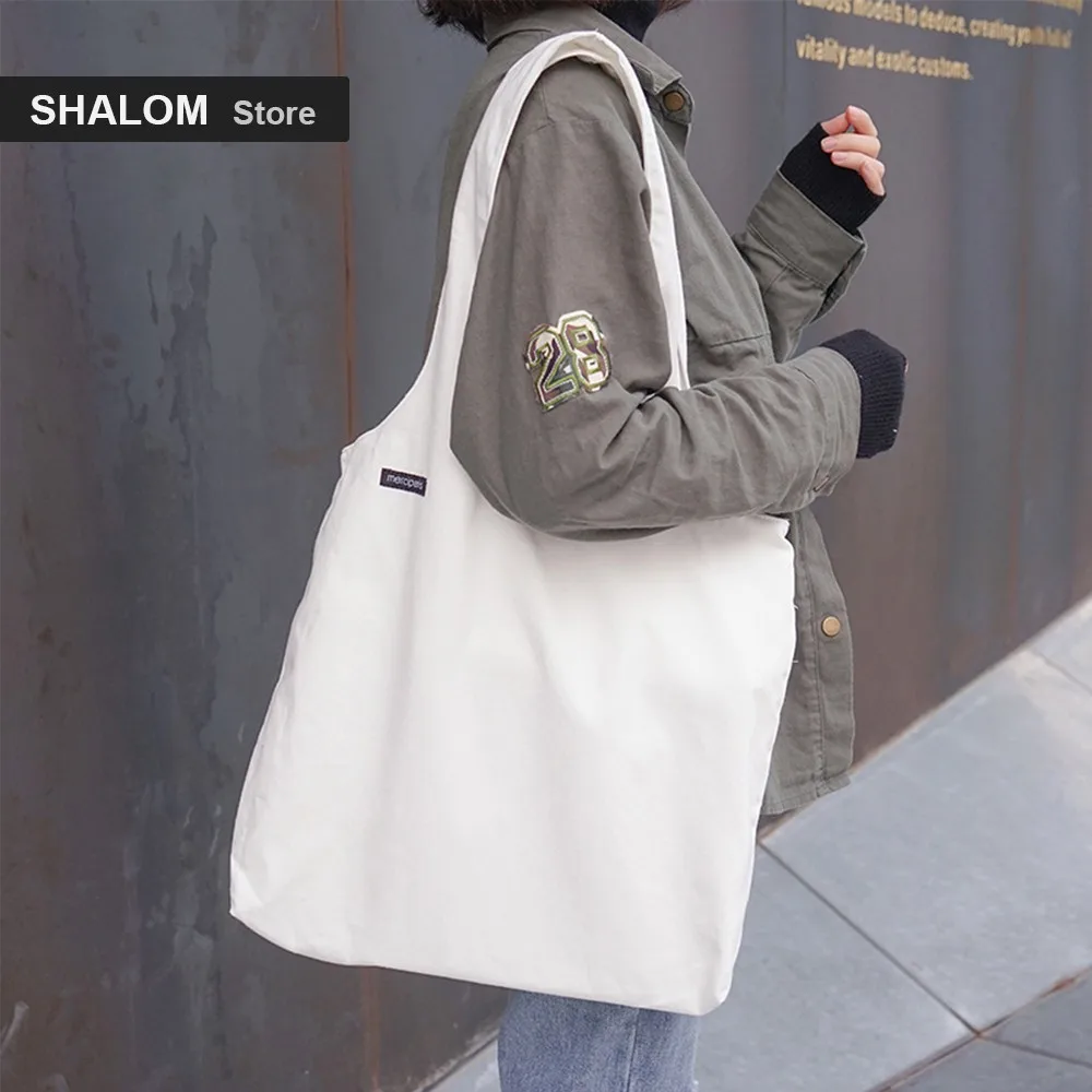 

Fashion Simple large-capacity canvas bag women shoulder bag white shopping bag handbag ladies casual handbag