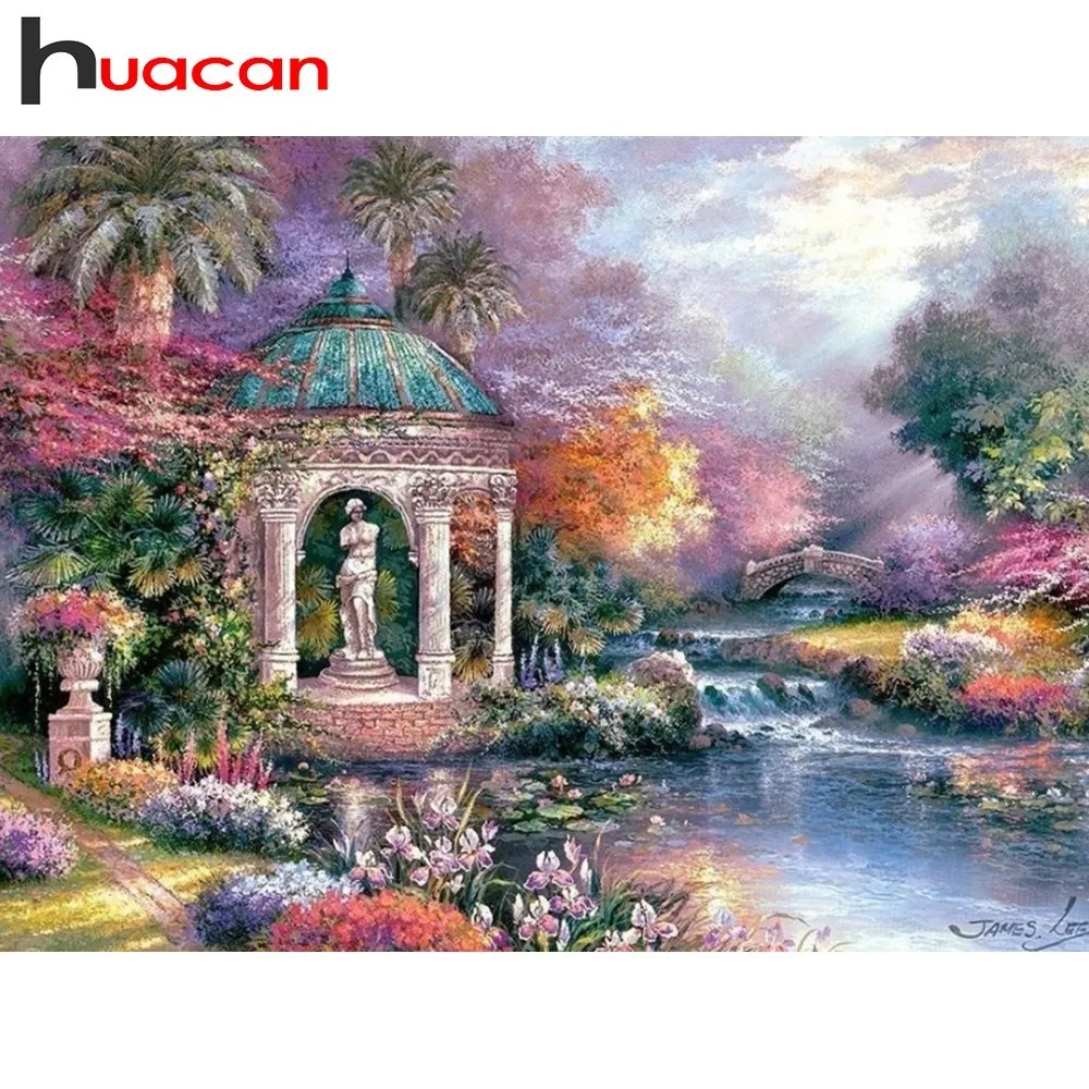 

Huacan Diamond Painting Full Square/Round Garden Scenery Diamond Embroidery Landscape Cross Stitch Rhinestones Diamond Mosaic