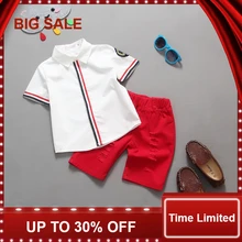 Новинка года; летний костюм для малышей; комплект одежды для мальчиков в джентльменском стиле; рубашка+ штаны; популярная стильная одежда