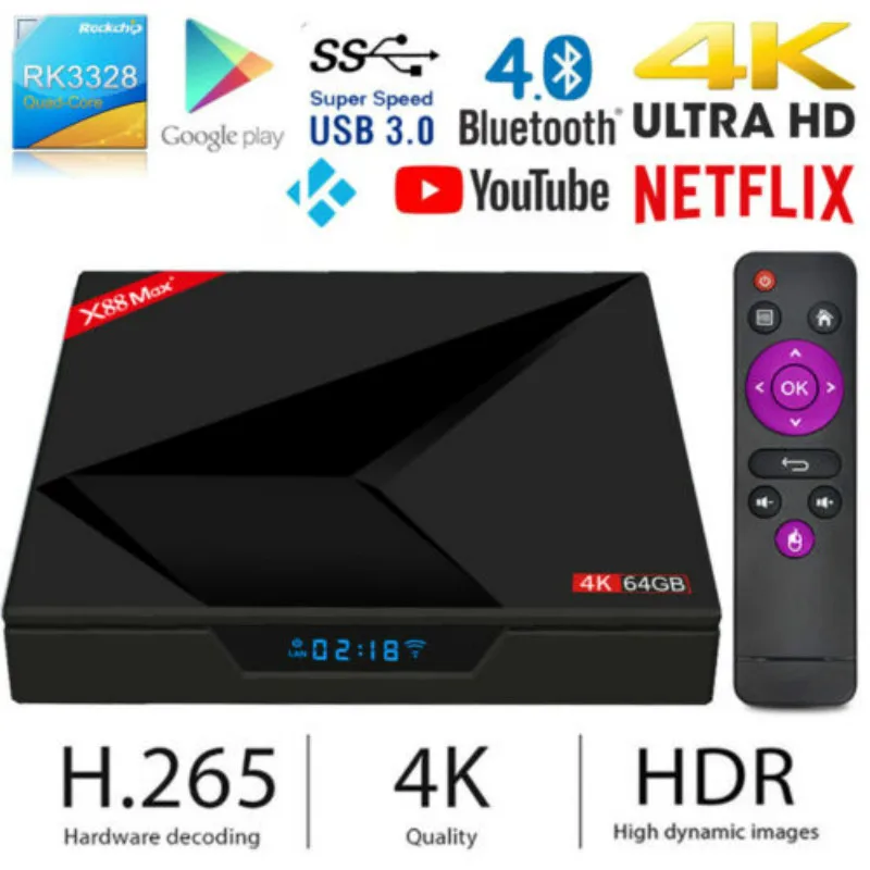 NEW H96 Pro MAX 4GB 32 64GB Android 8.1 TV Box K18.0 Smart Network Media Player